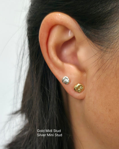 Mini Molten Stud Earrings | Silver