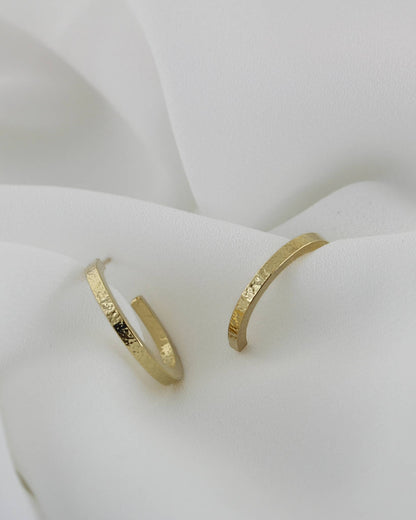 elegant gold small texture hoops handmade in christchurch nz