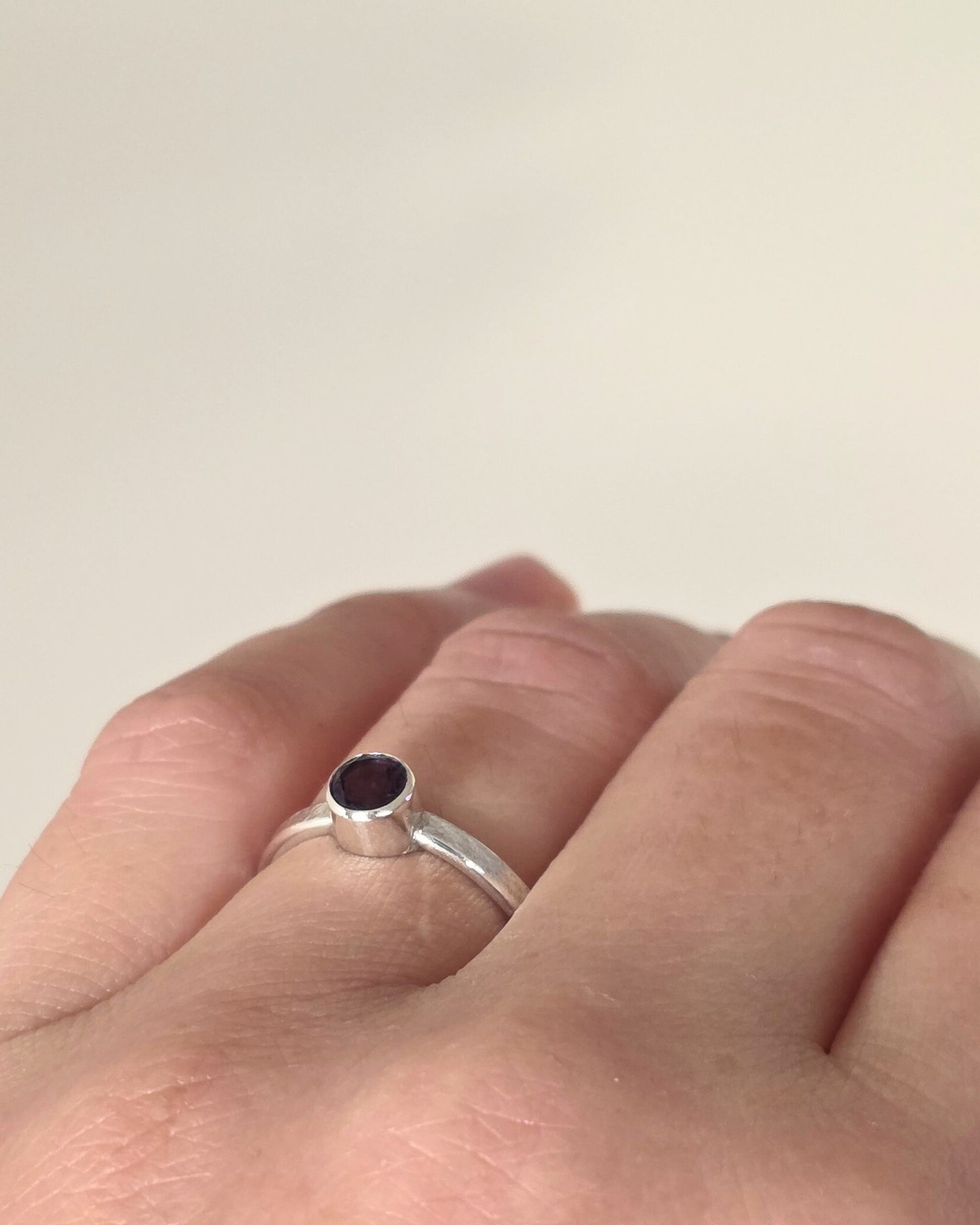 handcrafted sterling silver amethyst textured ring by aurelium nz