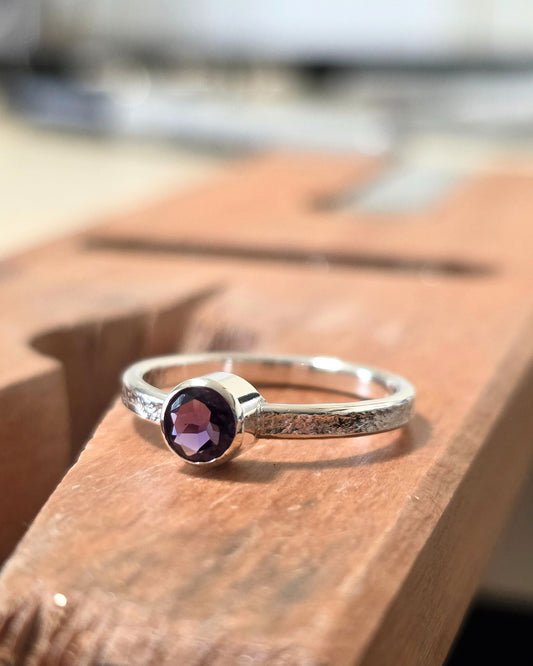 artisan sterling silver amethyst textured ring by aurelium nz