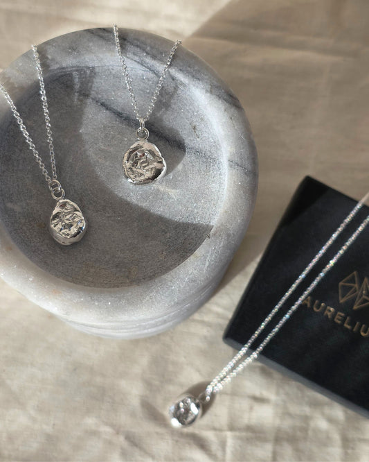 Molten Imprint Droplet Pendant | Silver