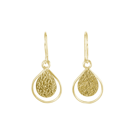 aurelium gold dewdrop earrings on white background