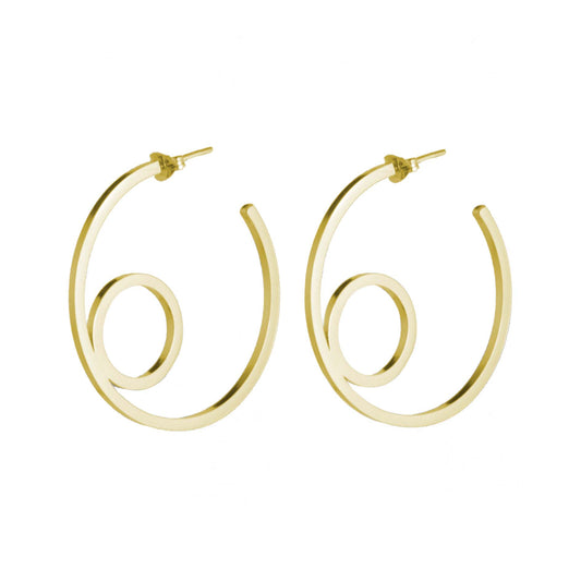 gold double circle hoop earrings by aurelium on white background