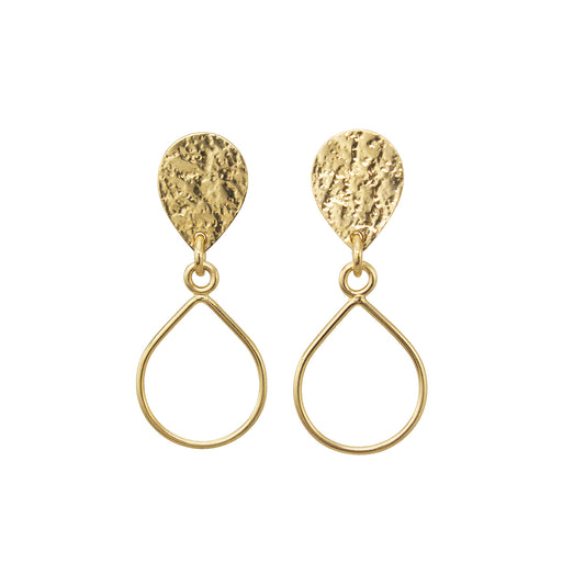 handmade gold droplet earrings by aurelium on white background
