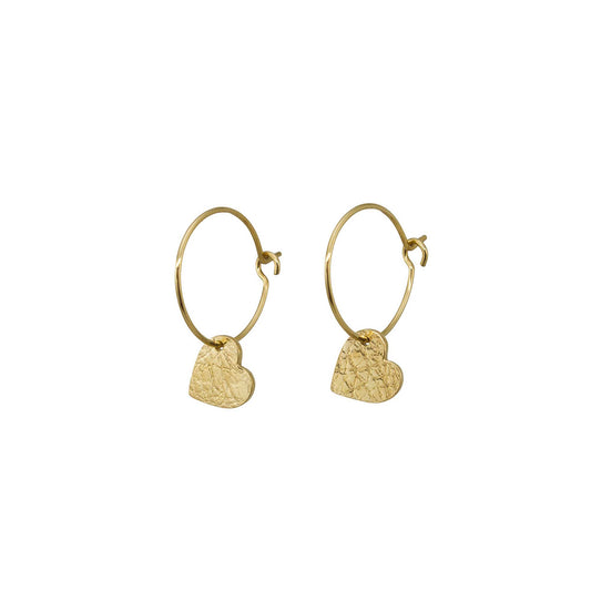handmade gold sweetheart drop earrings by aurelium on white background