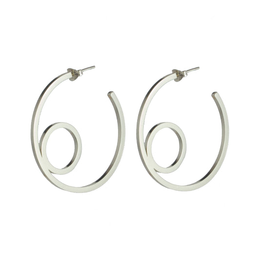 sterling silver double circle hoop earrings by aurelium on white background