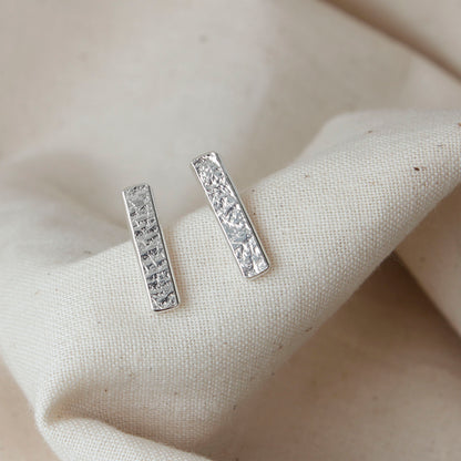 aurelium textured sterling silver textured earring