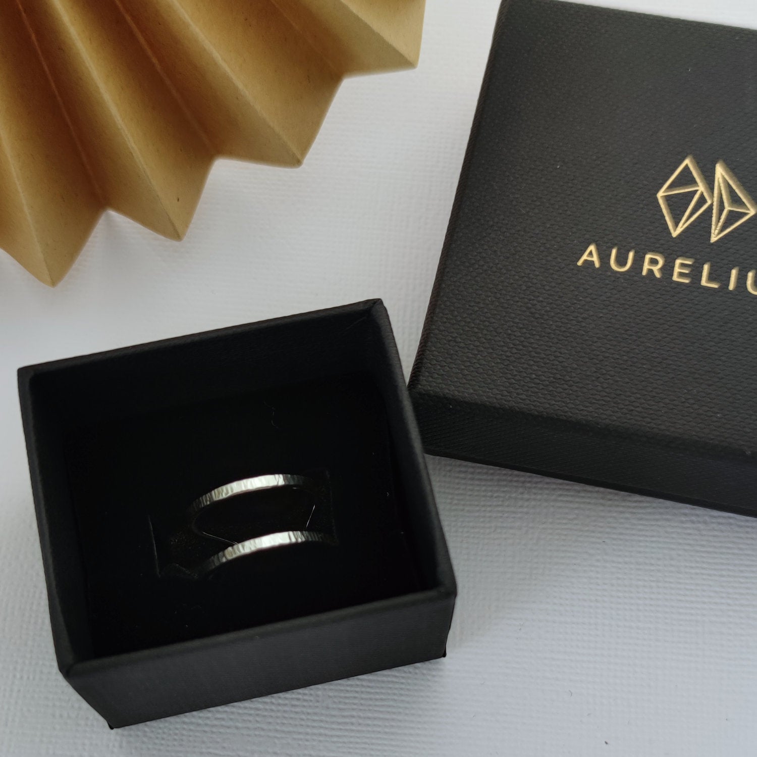 sterling silver wrap ring in aurelium black gift box